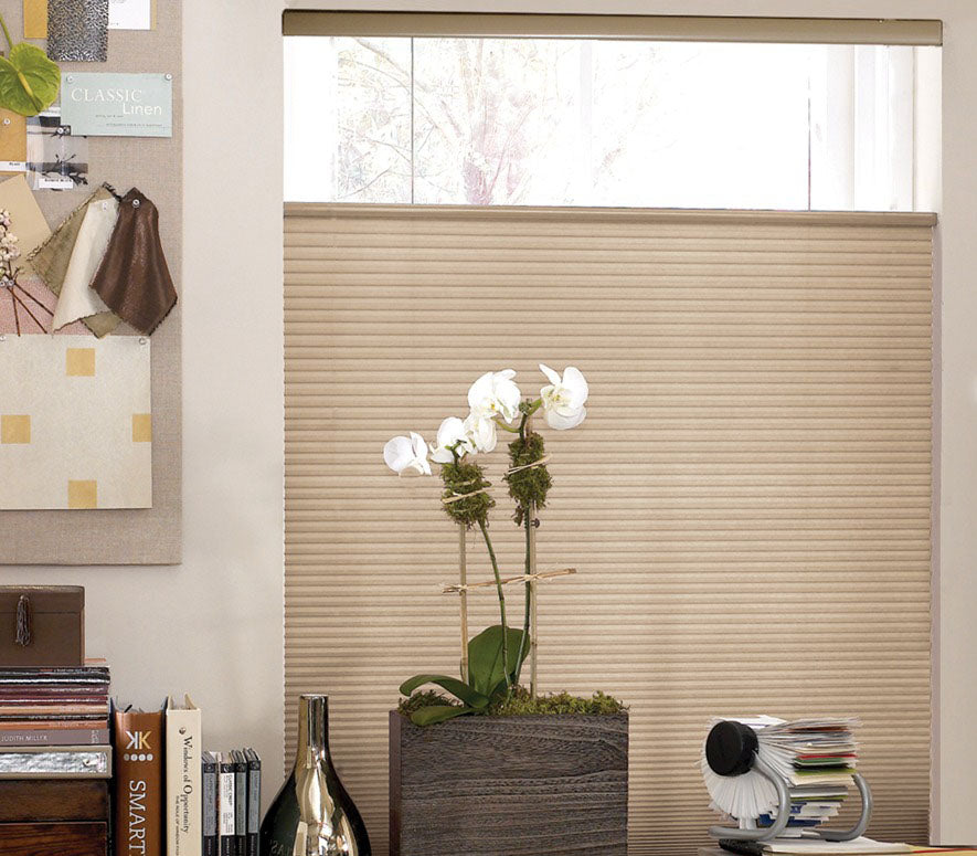 Aura Custom Cordless Top Down Bottom Up Cellular Shade in Antique Linen