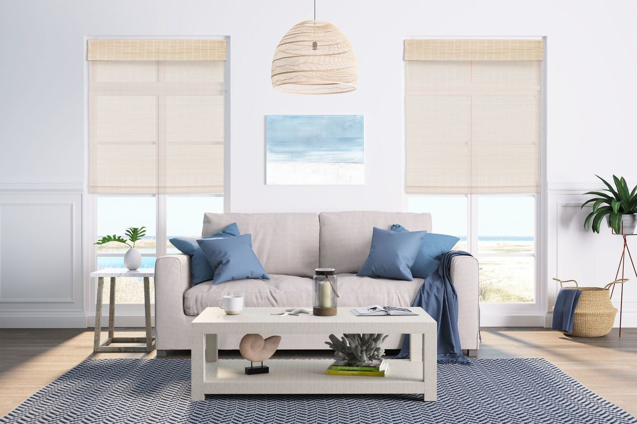 Aura Cordless Bamboo Shades in Whitewash