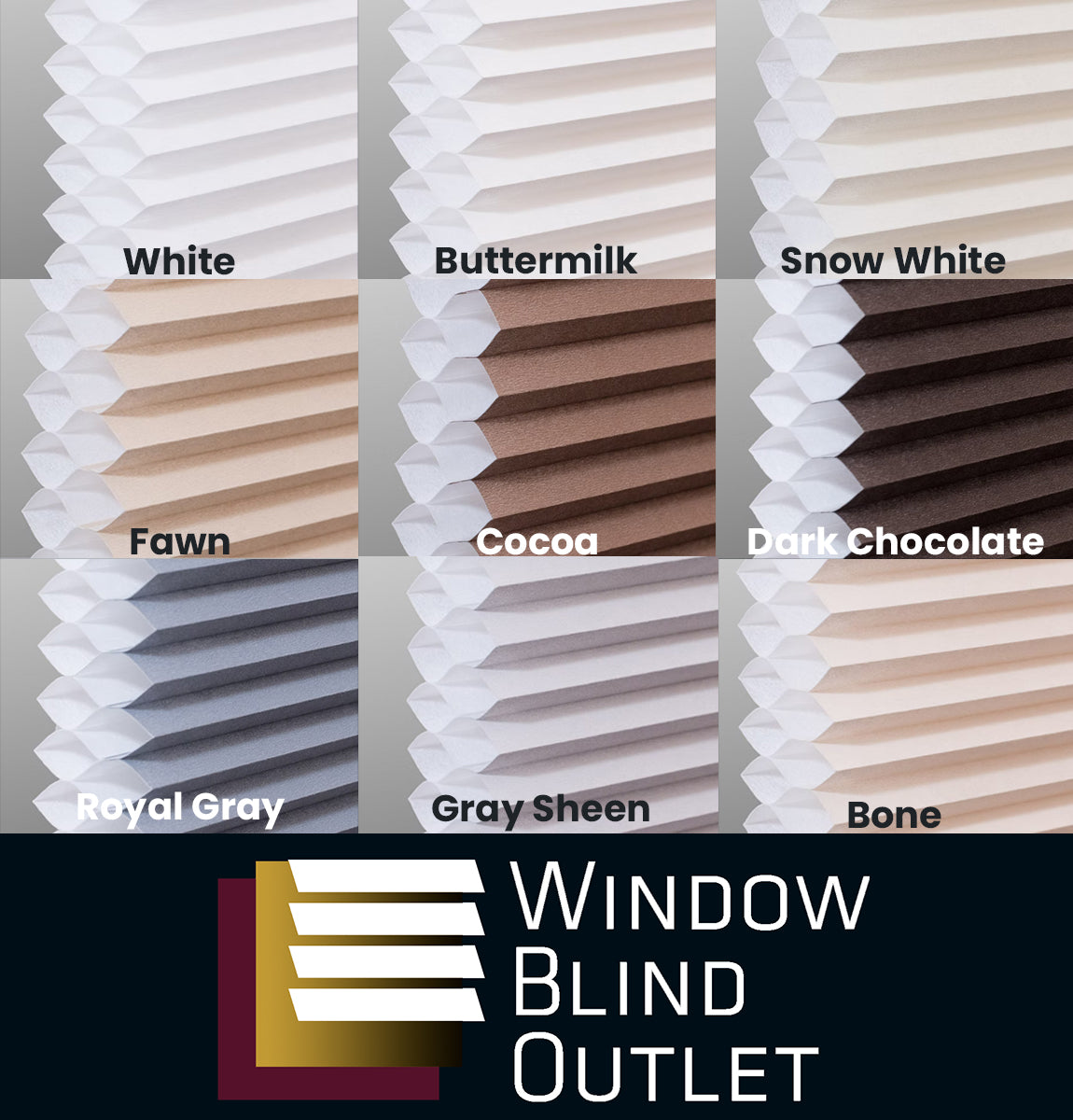 WBO® Classic Cordless Double Cellular Shade Swatches