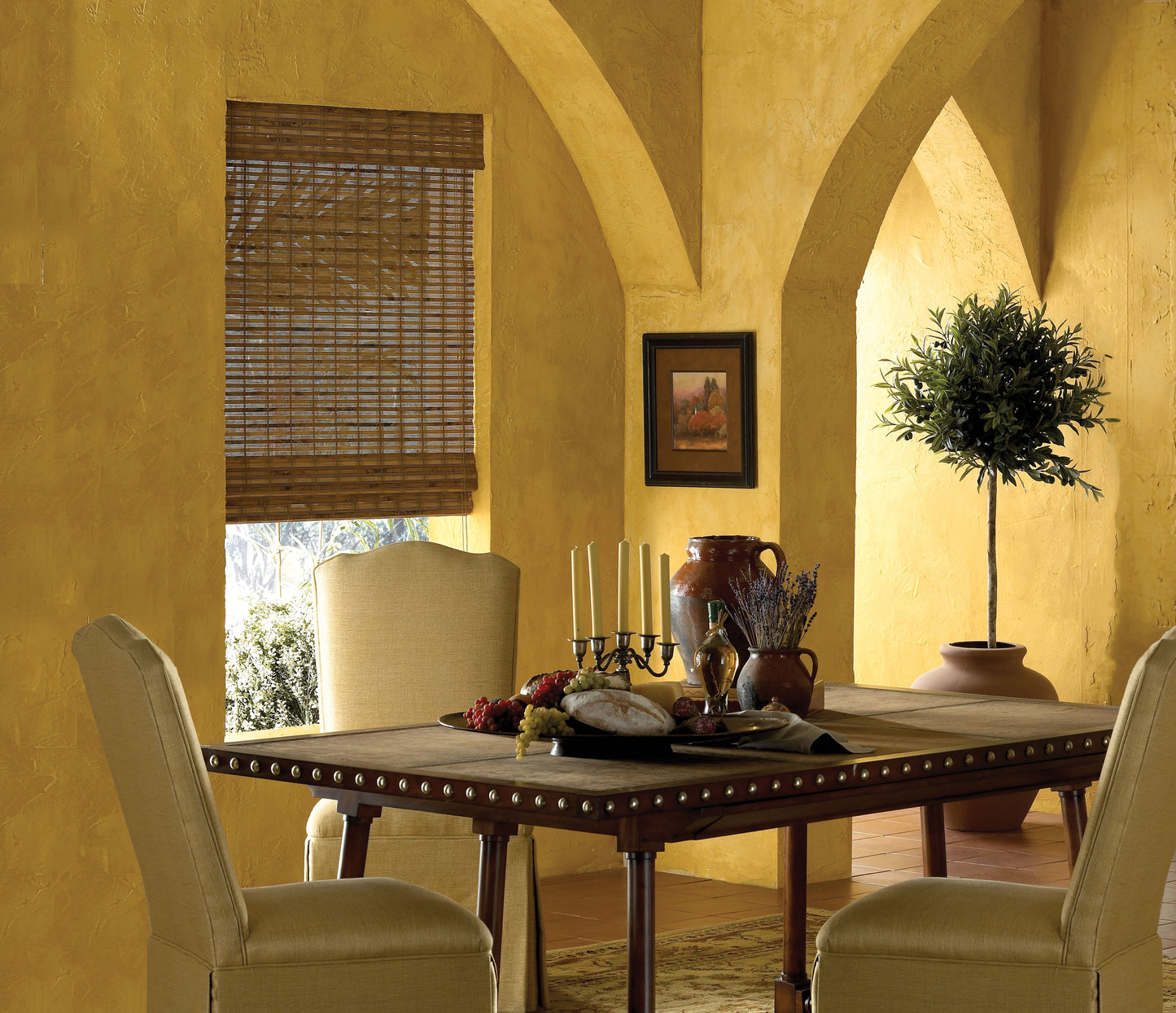 Budget Cordless Bamboo Shades in Ashbury Camel