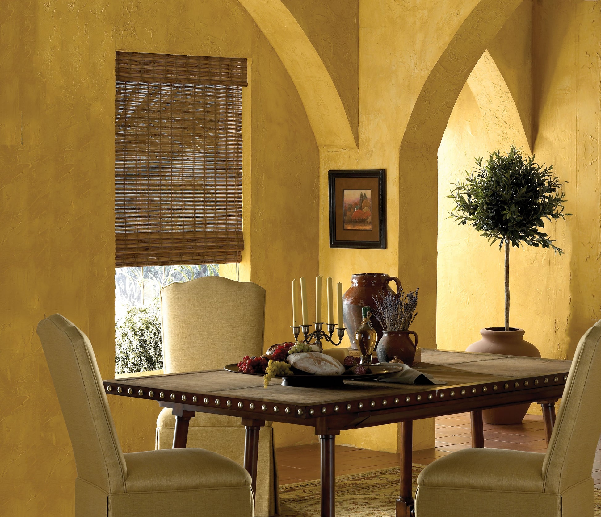Budget Cordless Bamboo Shades in Ashbury Camel