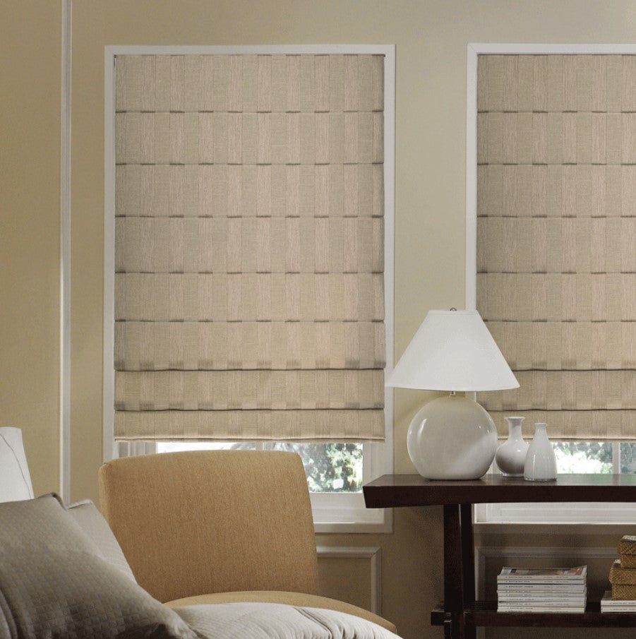 Custom Cordless Roman Shades Stripe Series Linen