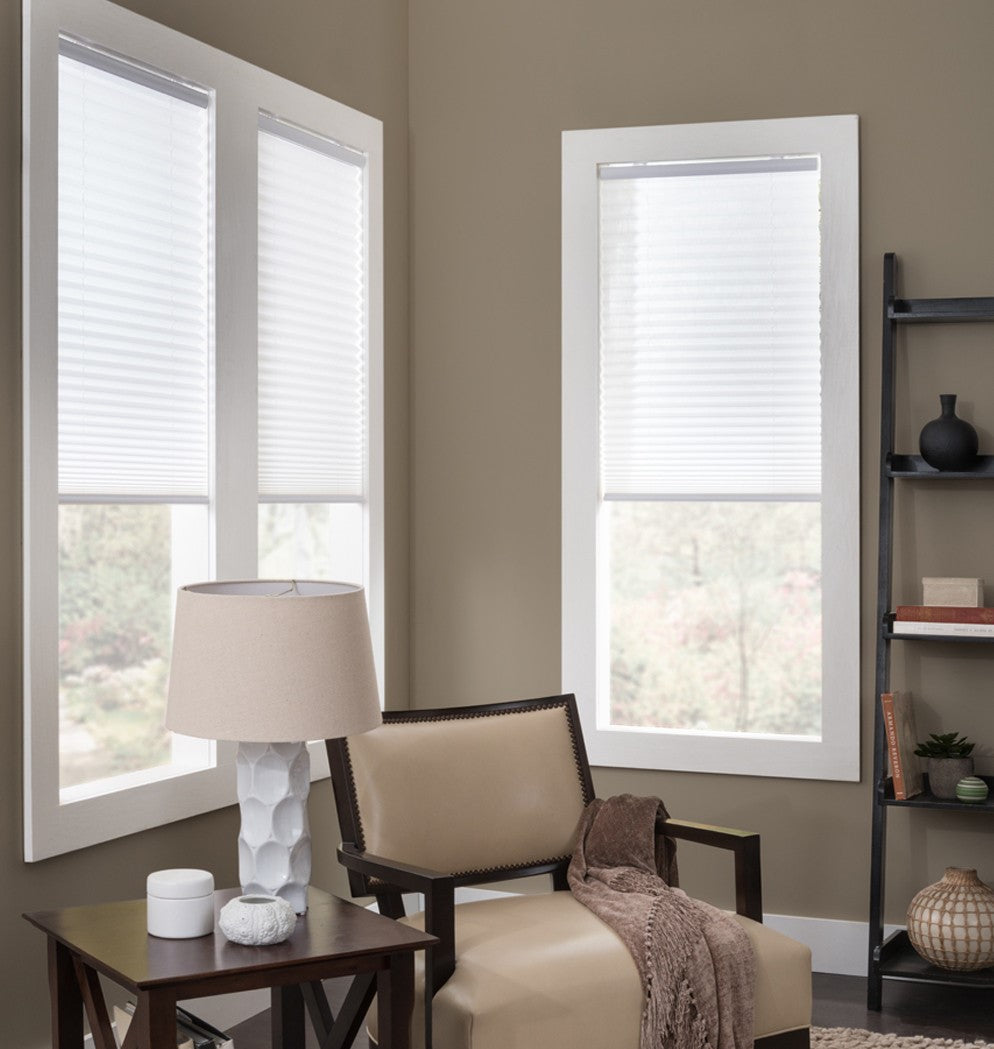 Cordless Pleated Sailcloth Shade in White