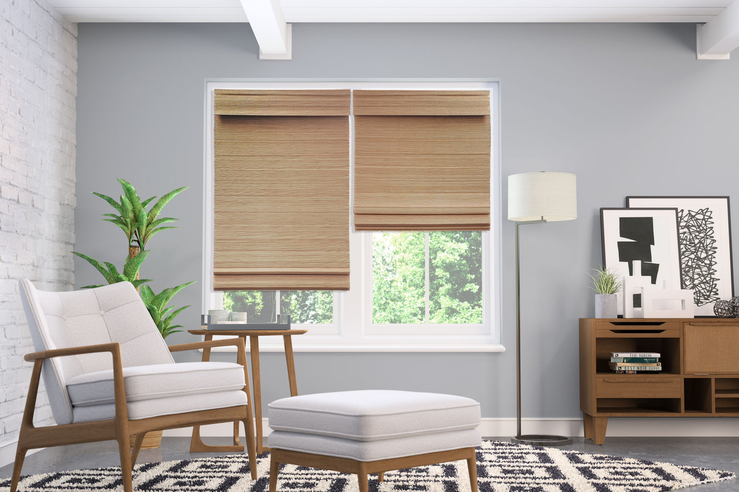 Budget Cordless Bamboo Shades in Natural Mesh
