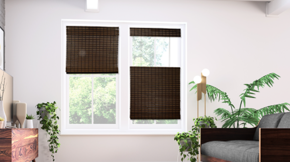 Top Down Bottom Up Cordless Bamboo Roman Shades in Sarasota Cocoa
