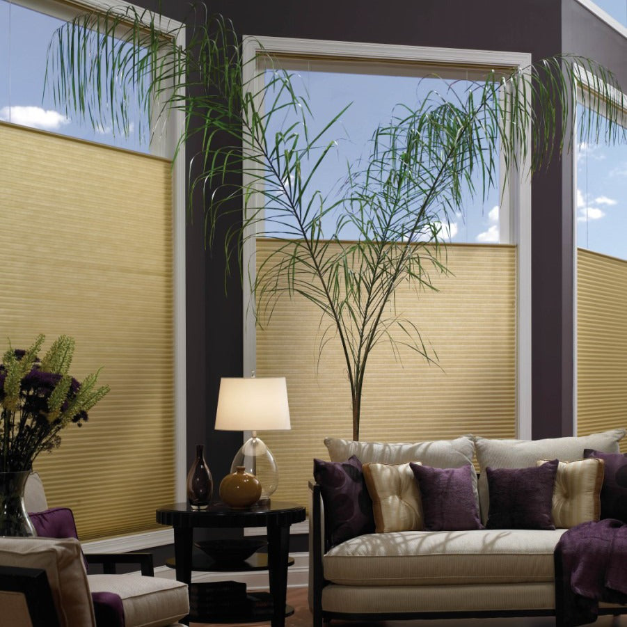 Aura Custom Cordless Top Down Bottom Up Cellular Shade in Ivory Beige