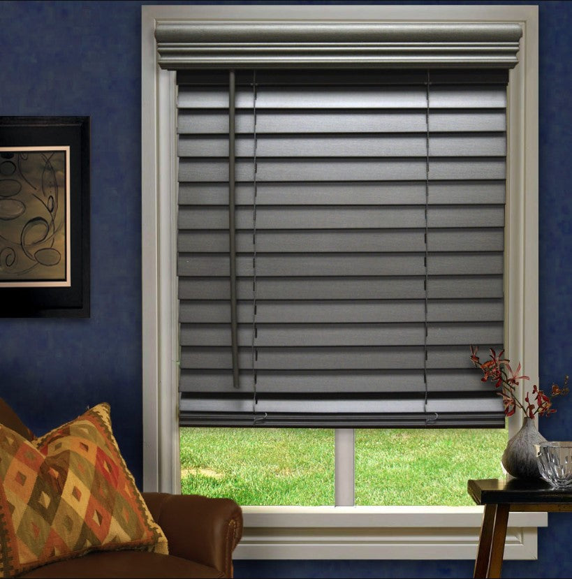 Budget Cordless Faux Wood Blinds - Woodgrain Ashwood