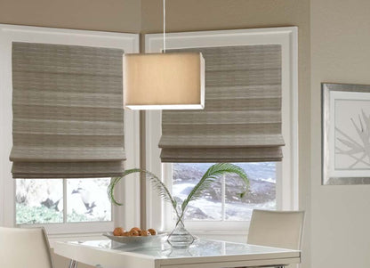 Cordless Wicker Look Woven Shades in Linen