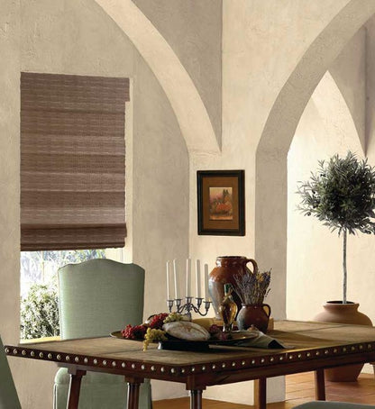 Cordless Wicker Look Woven Shades in Brown