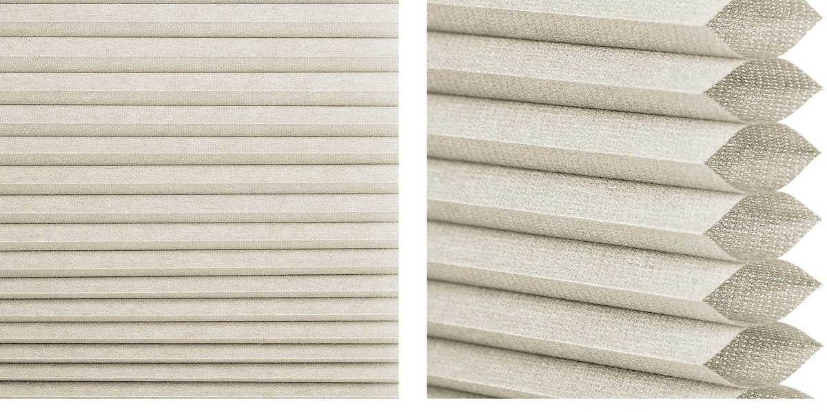 Aura Cordless Cellular Shade Samples - Greige fabric detail