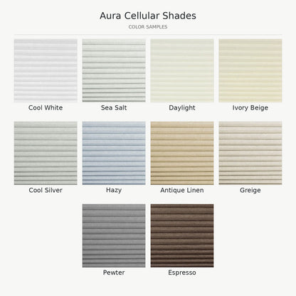 Aura Cordless Cellular Shade Samples