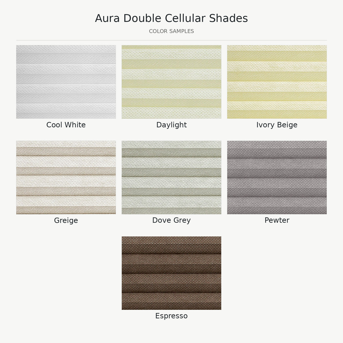 Aura Cordless Double Cellular Shade Samples