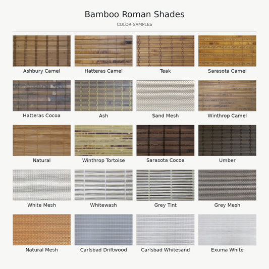 Bamboo Roman Shade Swatches