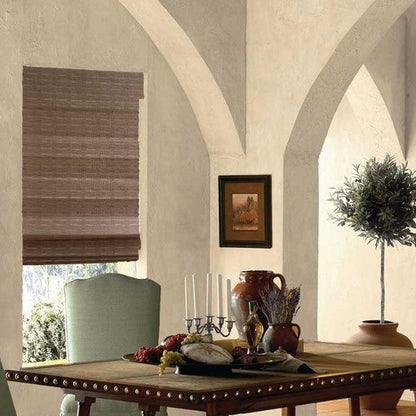 Cordless Wicker Look Woven Shades in Brown