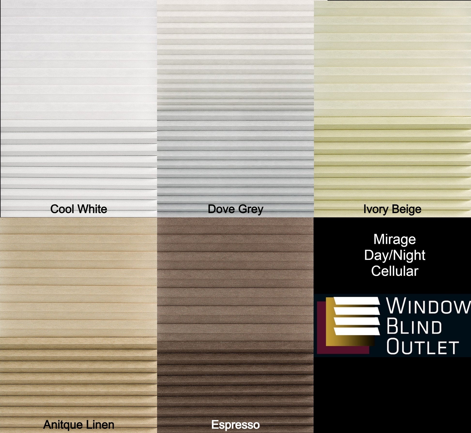 Mirage Day/Night Cordless Cellular Shades - Color Chart