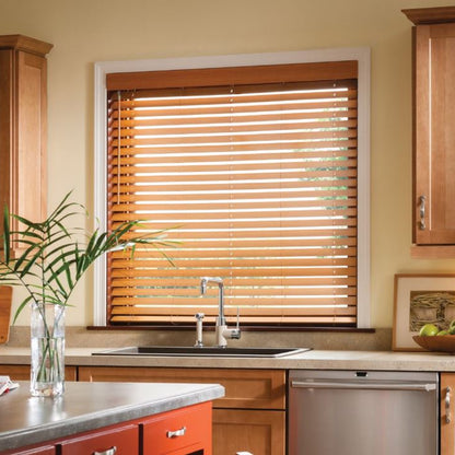 Premium Woodgrain Cordless Faux Wood Blinds in Wheat