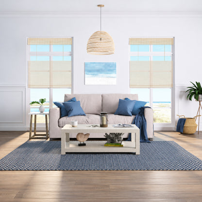 Top Down Bottom Up Cordless Bamboo Roman Shades in Whitewash