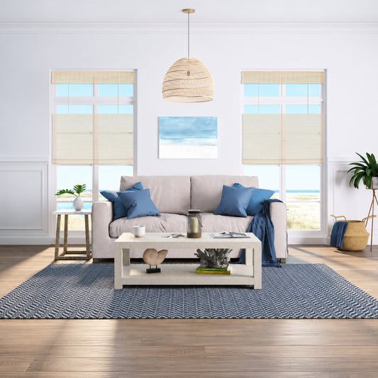 Top Down Bottom Up Cordless Bamboo Roman Shades in Whitewash