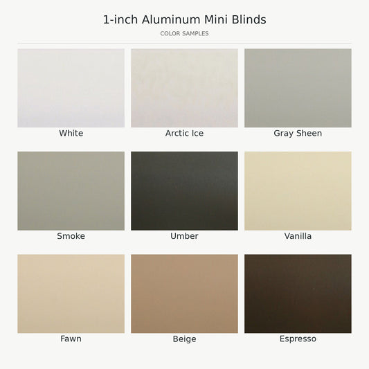 WBO® Cordless 1" Aluminum Mini Blind Swatches – color samples