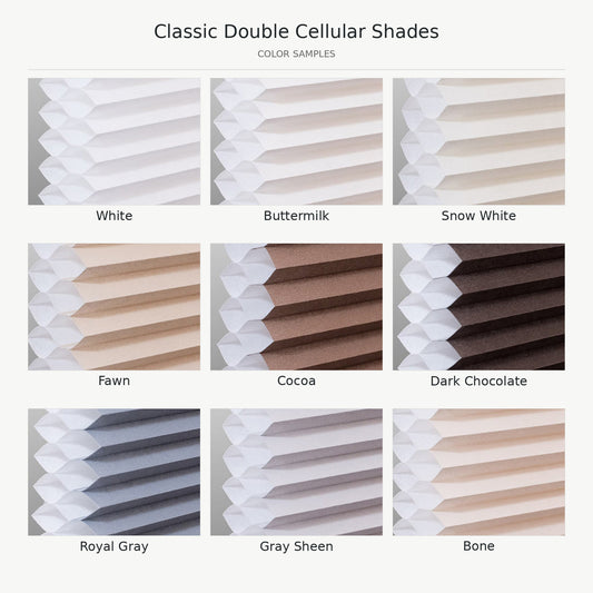 WBO® Classic Cordless Double Cellular Shade Swatches