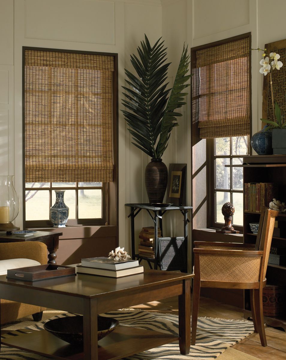 Budget Cordless Bamboo Shades in Winthrop Camel